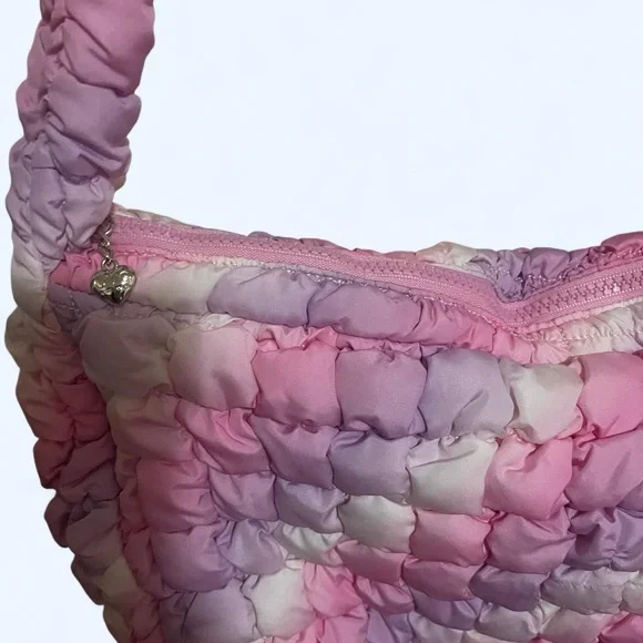 Women's Pink and Purple Quilted Bag - Picture 3 of 4